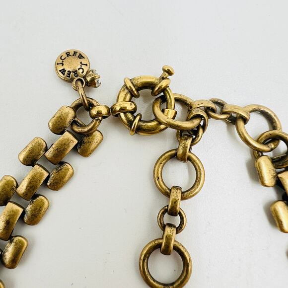 J.Crew Gold Tone Crystal Cluster Statement Necklace Glamorous Runway Maximalist - Picture 7 of 9